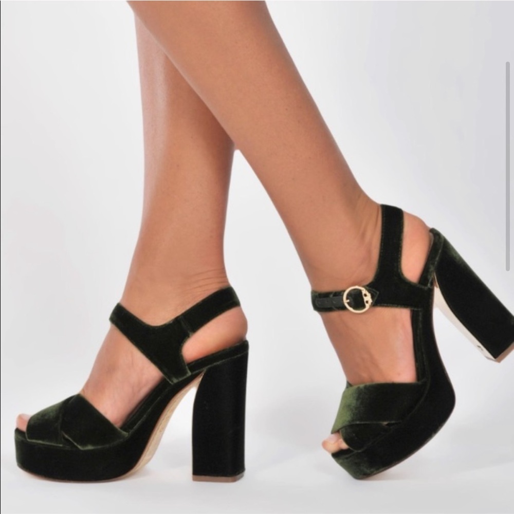 Tory Burch Loretta Green Suede Platform Heels